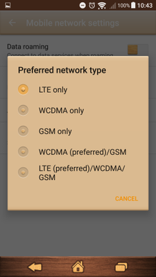 Tap LTE(preferred)/WCDMA/GSM