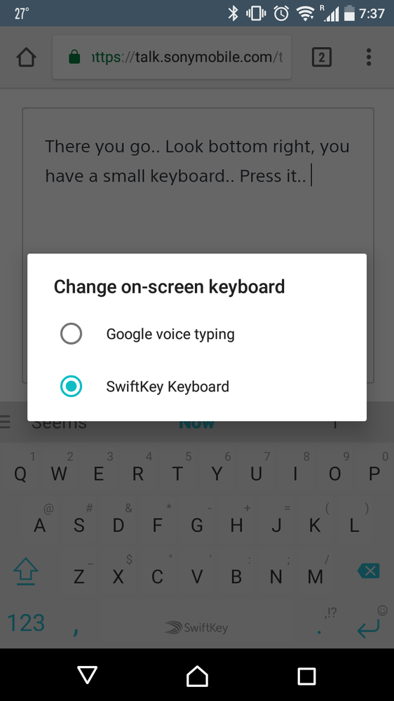 Pop up, select one keyboard.