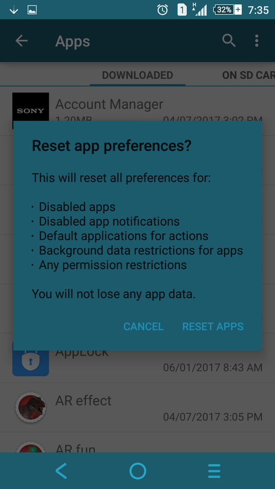 i tried RESET APPS ALSO,