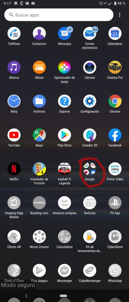 Folder of app Google