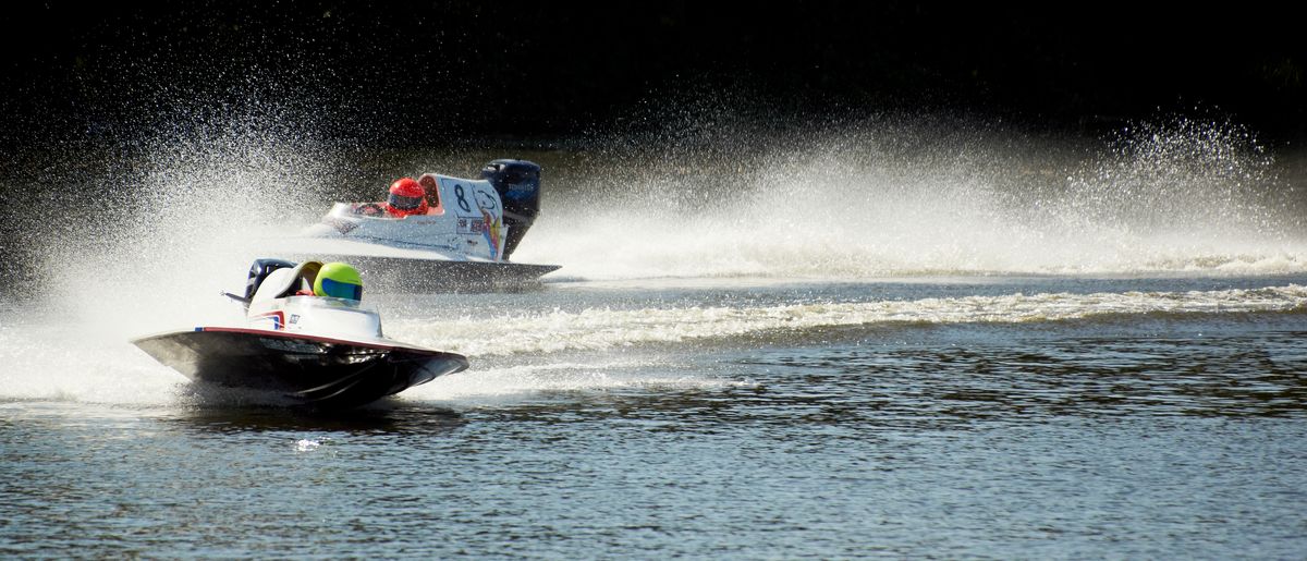 Powerboats photographed during a practice session. 