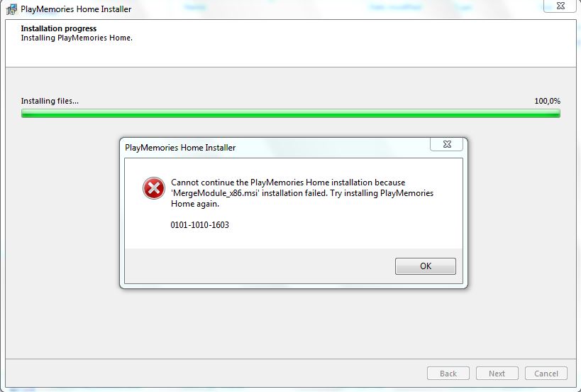 PlayMemories Home Installer - error 0101-1010-1603.JPG