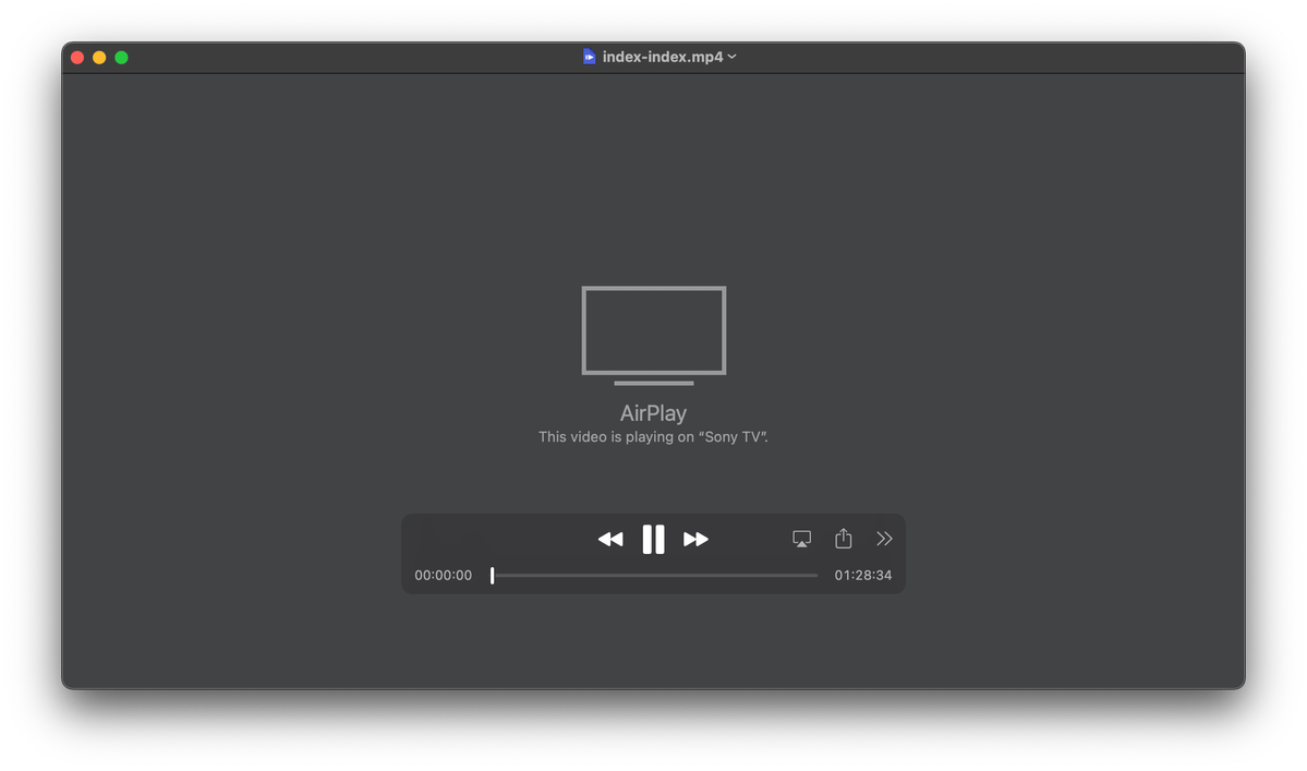 Quicktime Player on the Mac after selecting to Airplay. Playbar isn't moving and Play/Pause does nothing.
