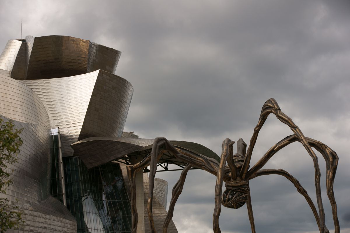 Angel Guerrero. Detail of the Museum in Bilbao in a stormy day.